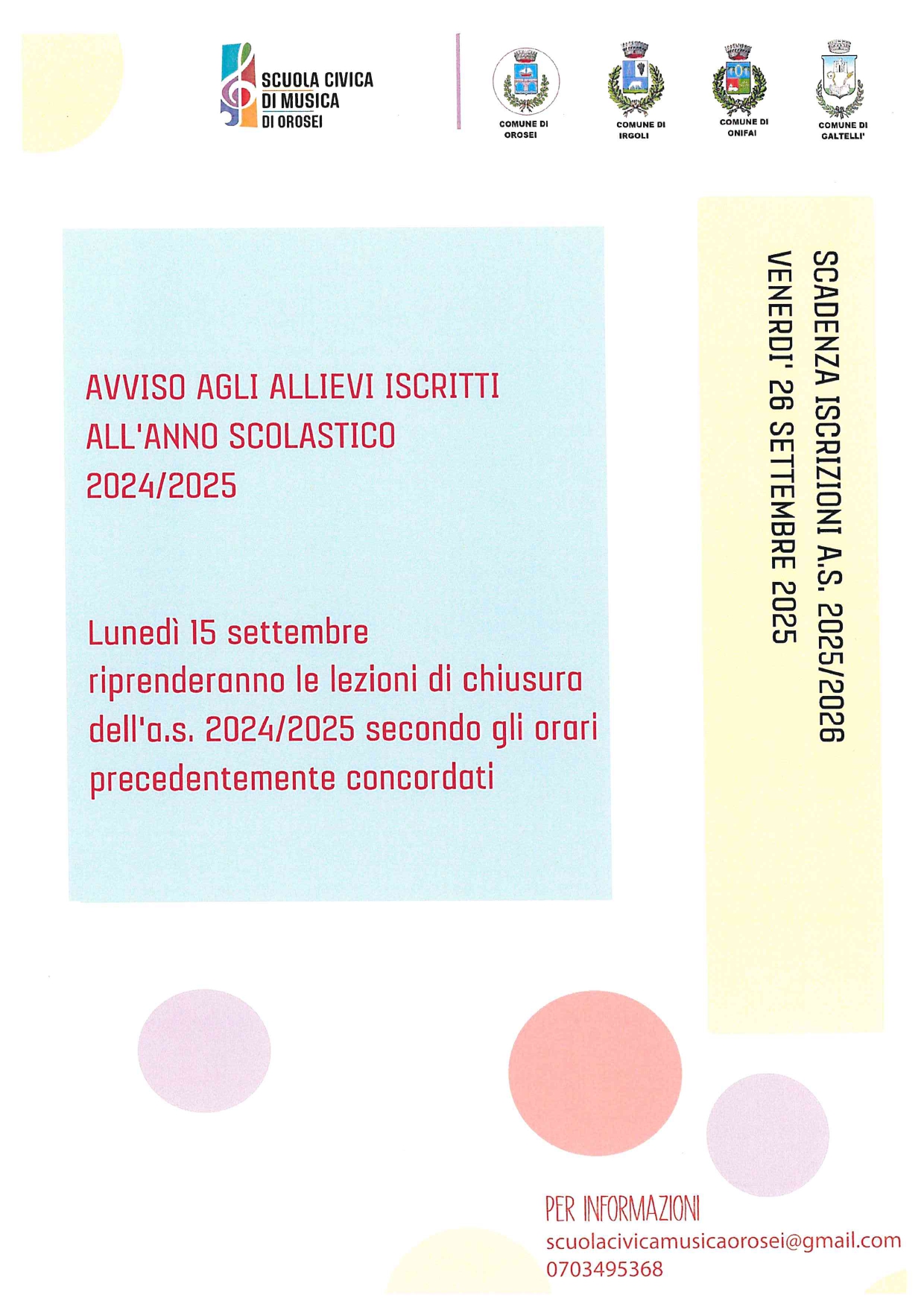 SCUOLA CIVICA DI MUSCIA DI OROSEI